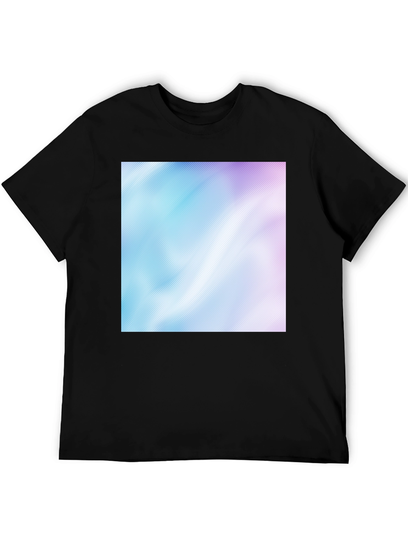 Camiseta Negra con Diseño Abstracto Azul y Rosa