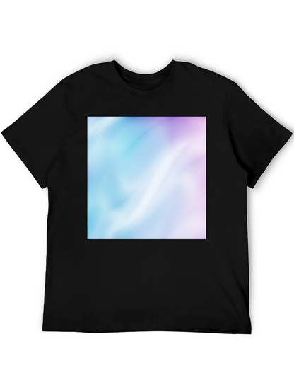 Camiseta Negra con Diseño Abstracto Azul y Rosa