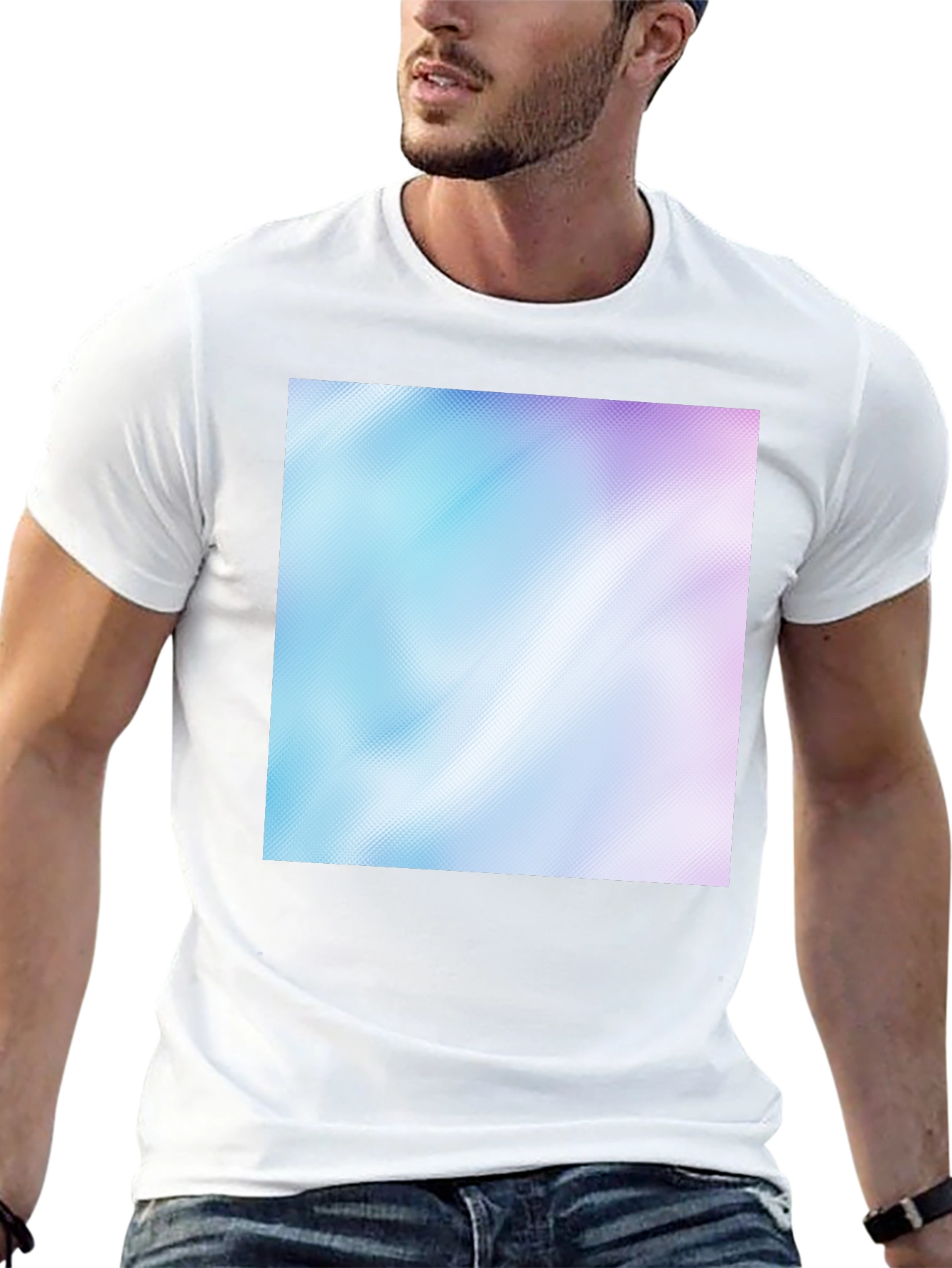 Camiseta Negra con Diseño Abstracto Azul y Rosa