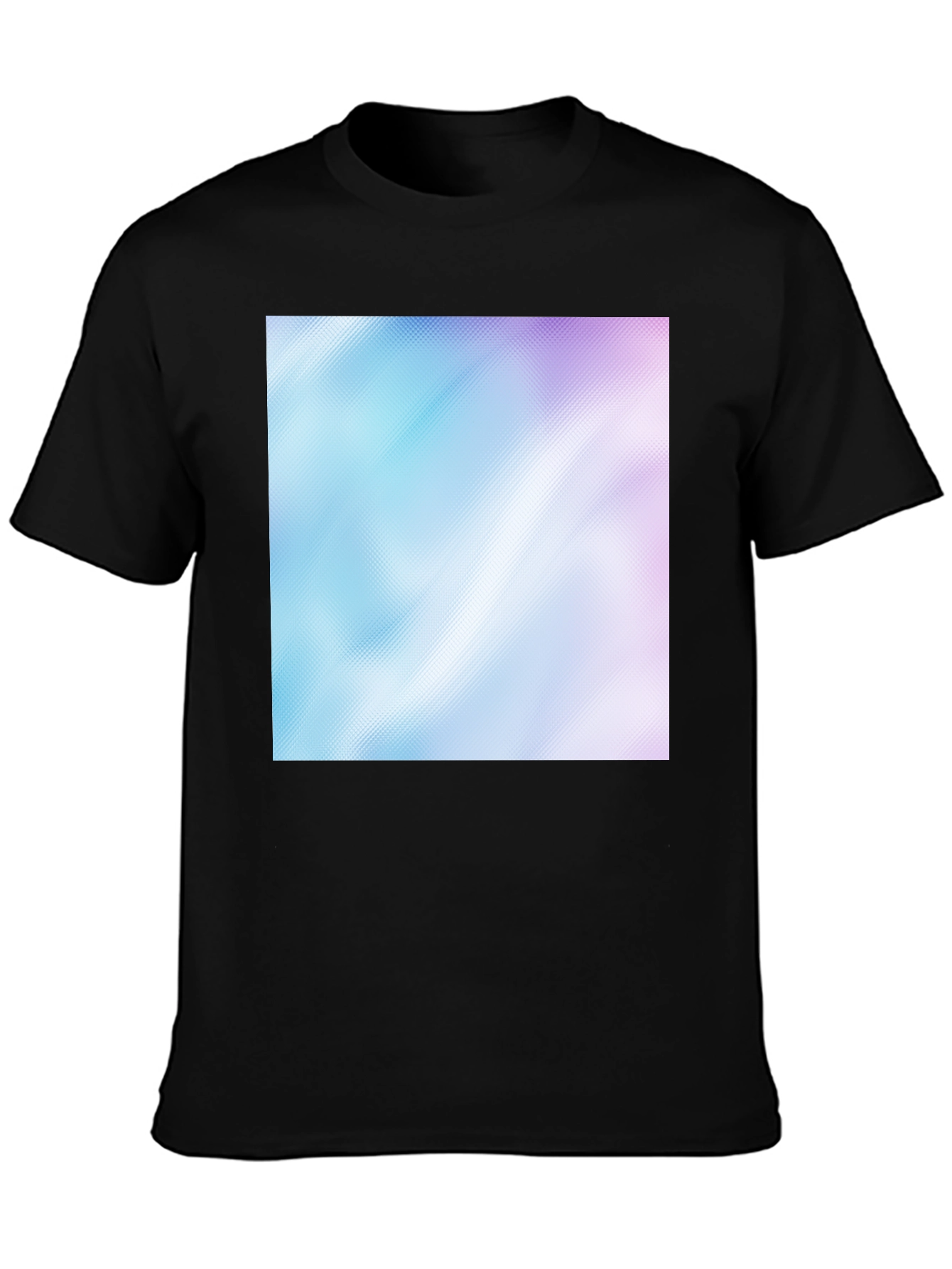Camiseta Negra con Diseño Abstracto Azul y Rosa