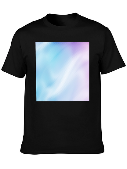 Camiseta Negra con Diseño Abstracto Azul y Rosa