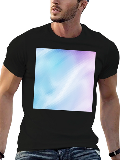 Camiseta Negra con Diseño Abstracto Azul y Rosa