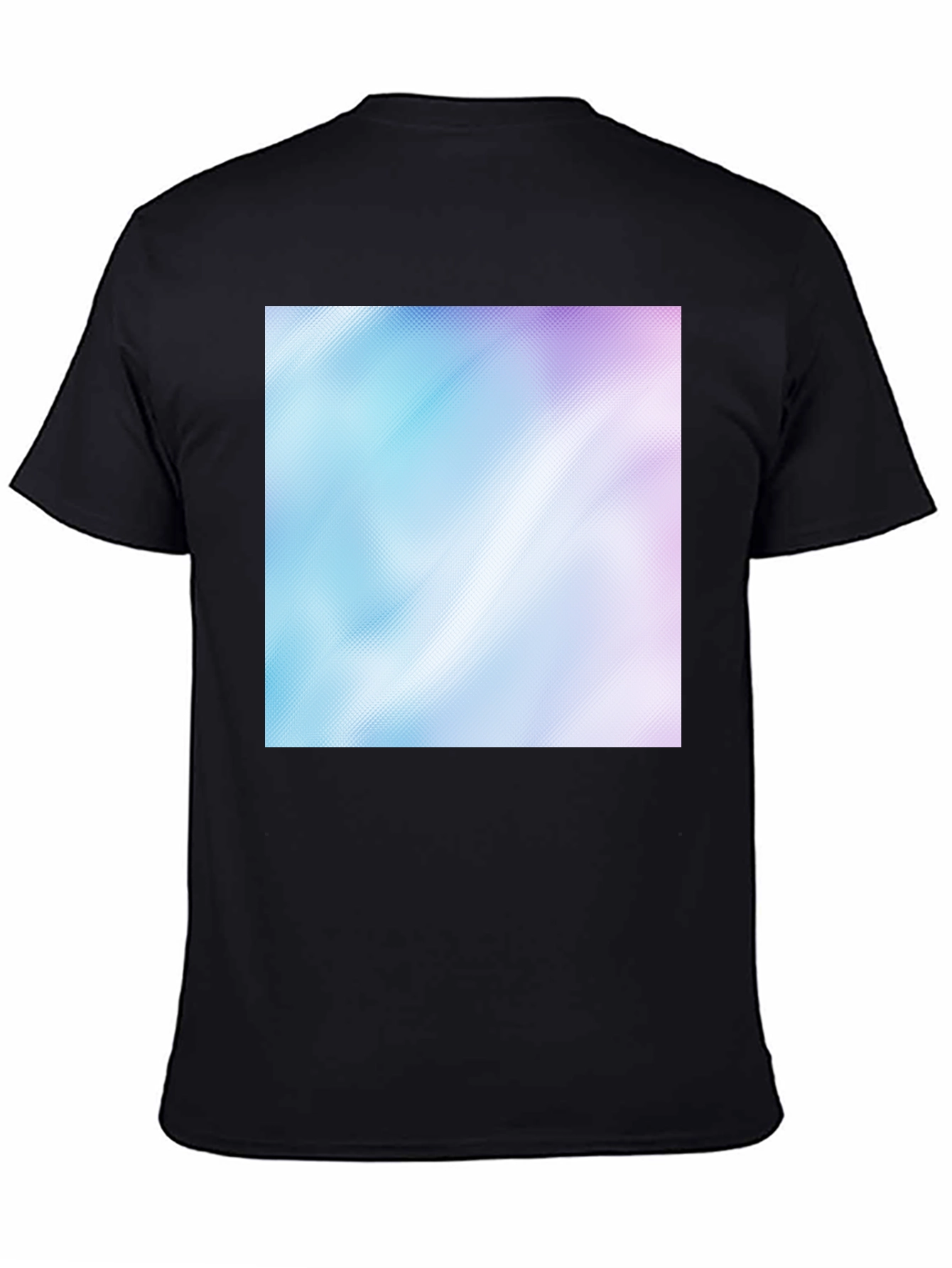 Camiseta Negra con Diseño Abstracto Azul y Rosa