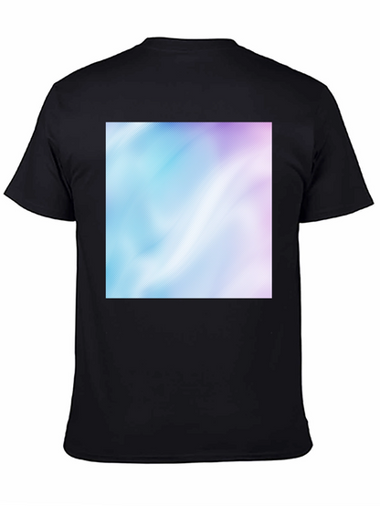 Camiseta Negra con Diseño Abstracto Azul y Rosa