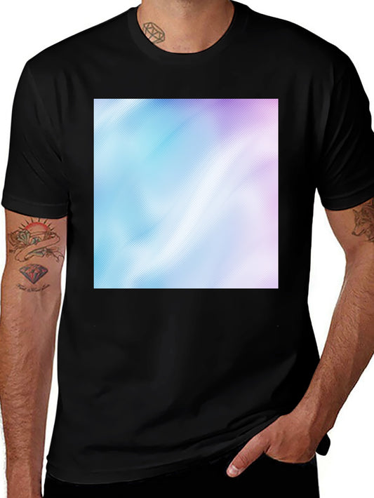 Camiseta Negra con Diseño Abstracto Azul y Rosa