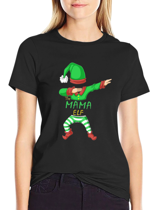 Camiseta Negra Mama Elf Navideña para Hombre