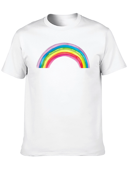Camiseta Negra con Arco Iris Acuarela