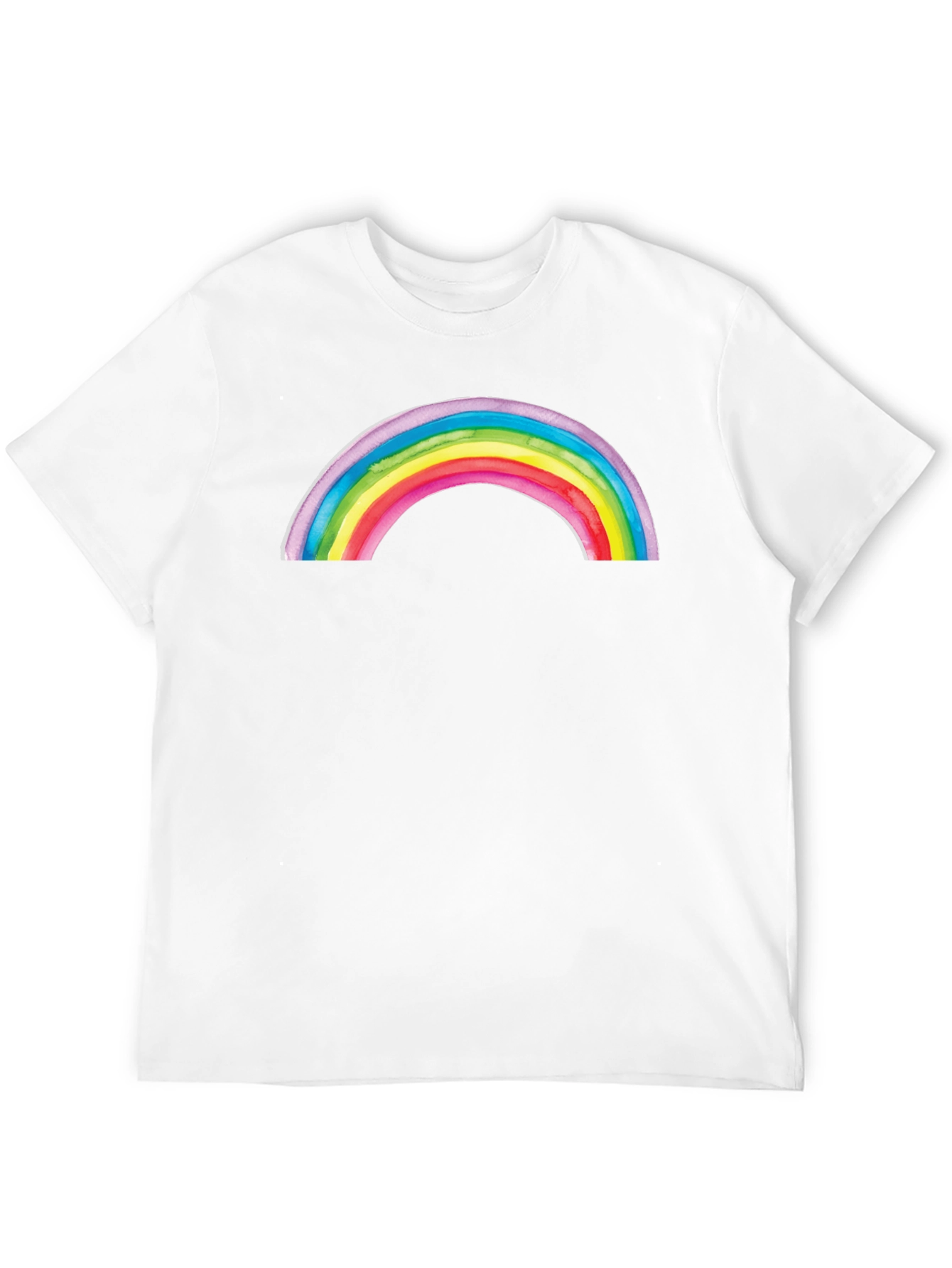 Camiseta Negra con Arco Iris Acuarela