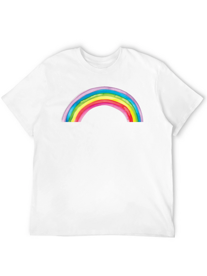 Camiseta Negra con Arco Iris Acuarela