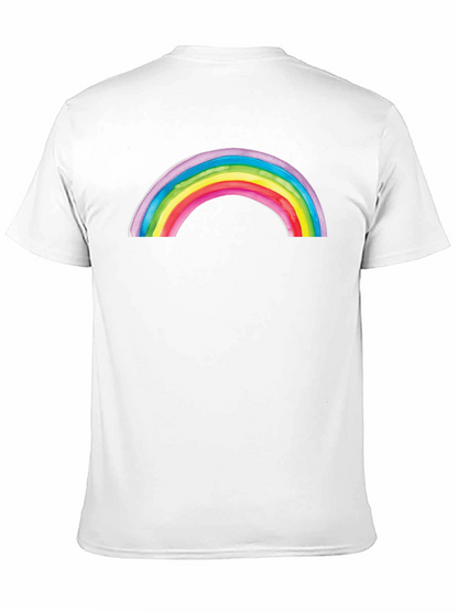 Camiseta Negra con Arco Iris Acuarela