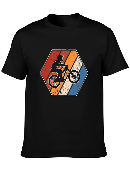 Camiseta Negra Ciclista Retro Hexagonal