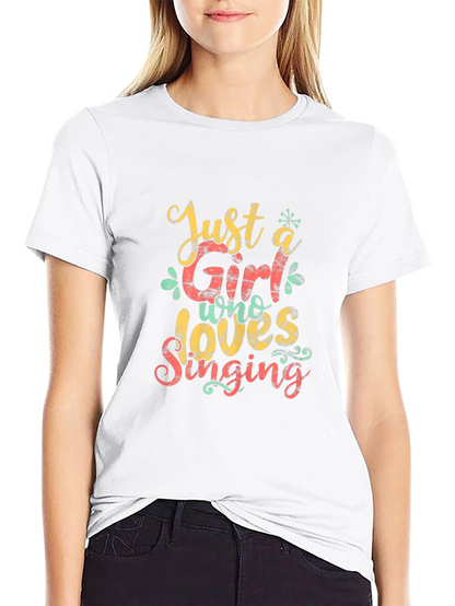 Camiseta Negra: Just a Girl Who Loves Singing