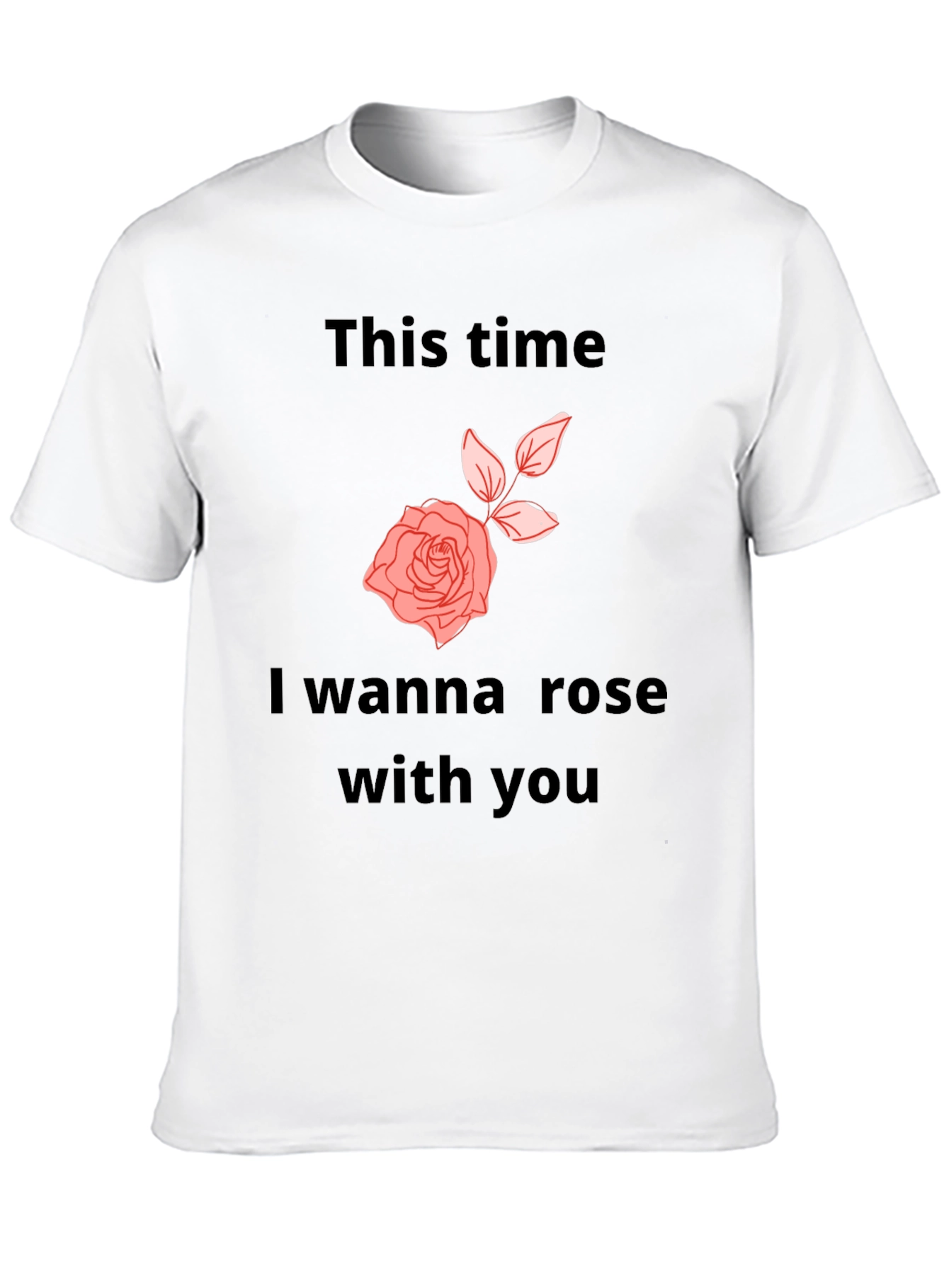 Camiseta Negra con Diseño Romántico de Rosa