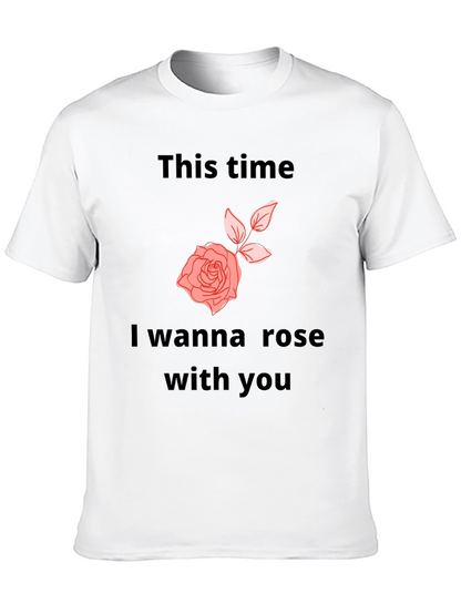 Camiseta Negra con Diseño Romántico de Rosa