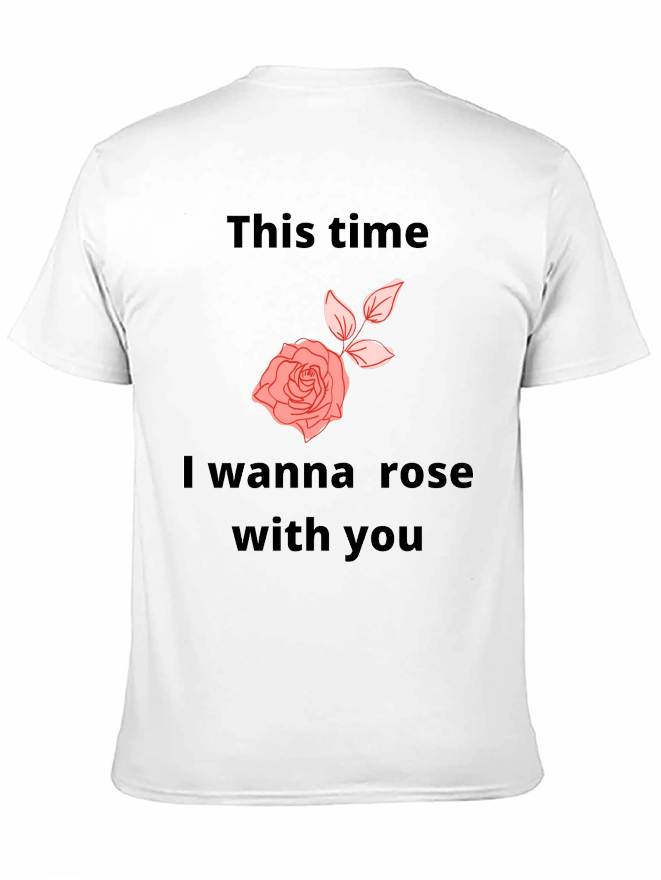 Camiseta Negra con Diseño Romántico de Rosa