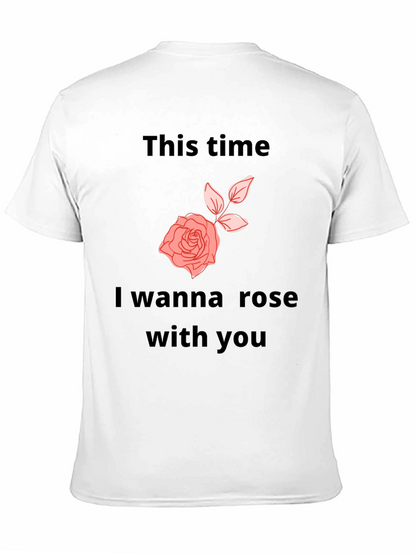 Camiseta Negra con Diseño Romántico de Rosa