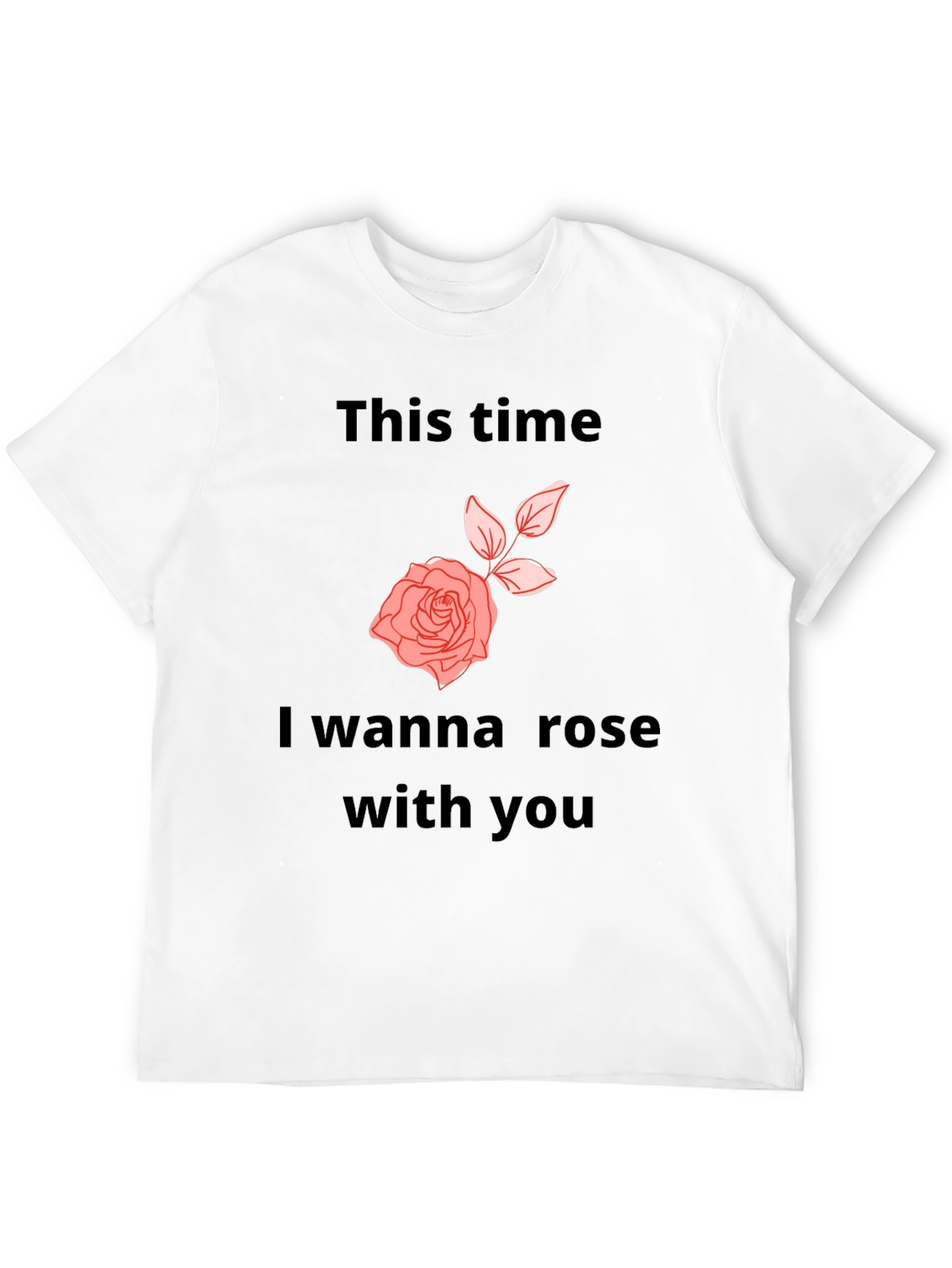 Camiseta Negra con Diseño Romántico de Rosa