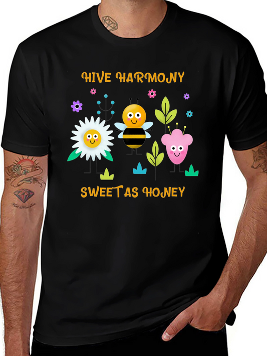 Camiseta Negra: Armonía de la Colmena Dulce como la Miel