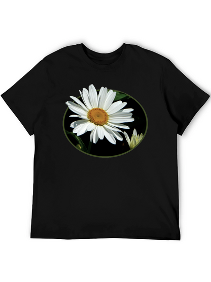Camiseta Negra con Diseño Floral Margarita