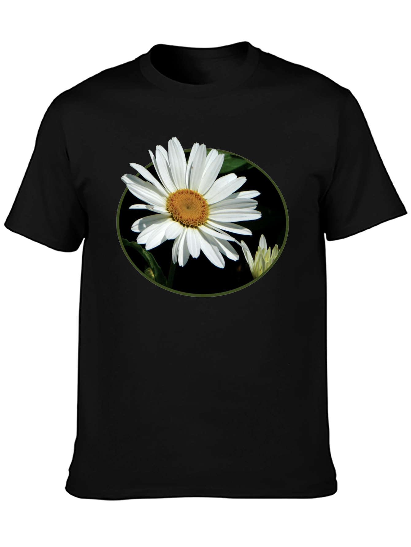 Camiseta Negra con Diseño Floral Margarita