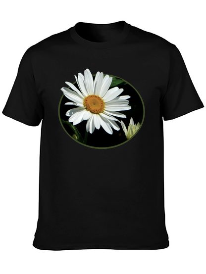 Camiseta Negra con Diseño Floral Margarita