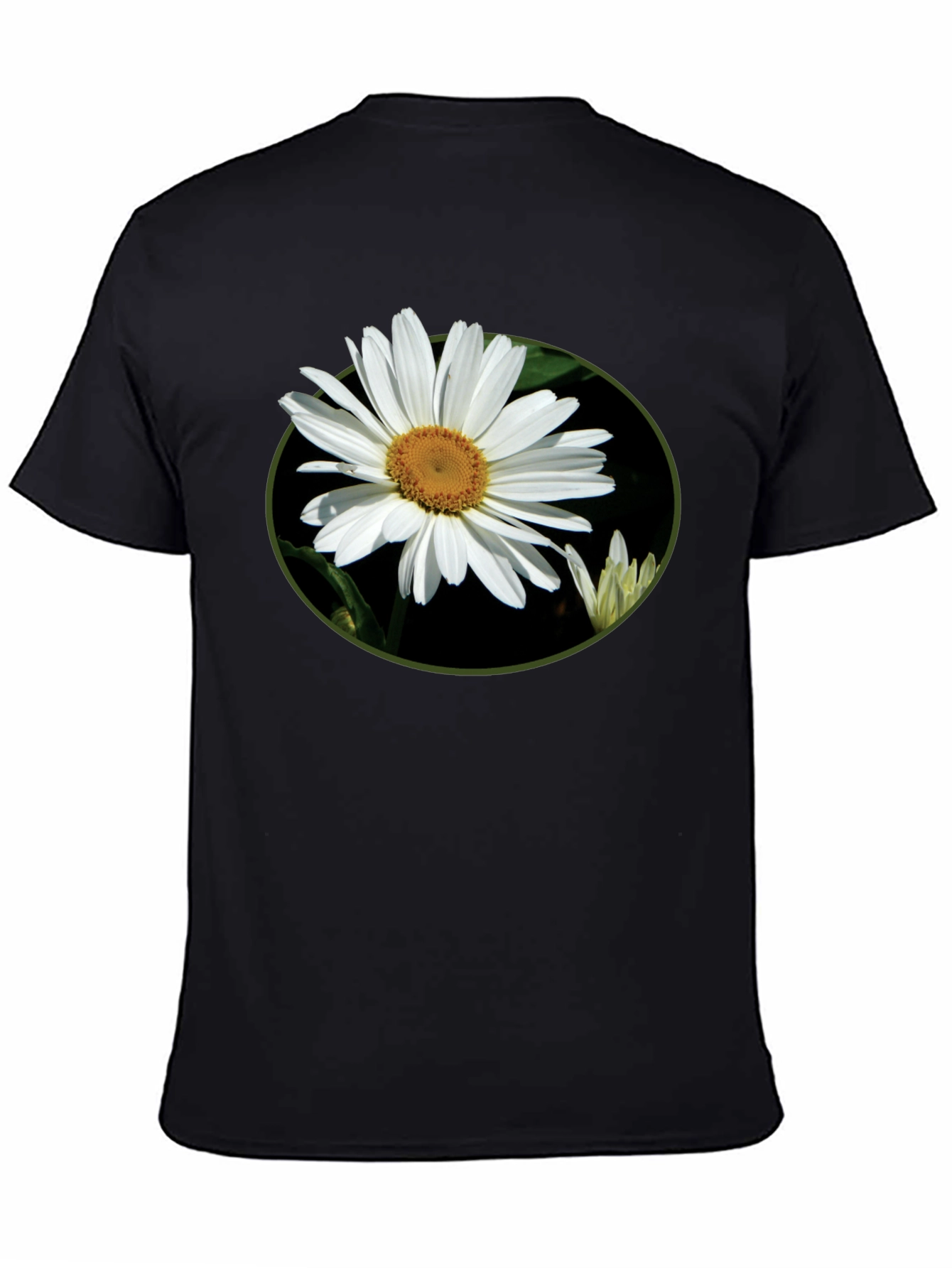 Camiseta Negra con Diseño Floral Margarita