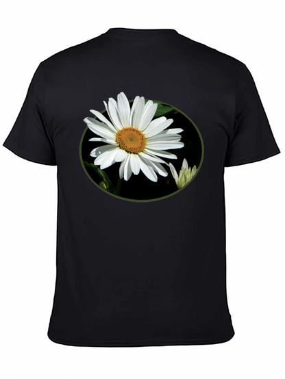 Camiseta Negra con Diseño Floral Margarita