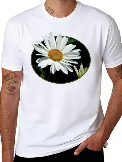 Camiseta Negra con Diseño Floral Margarita