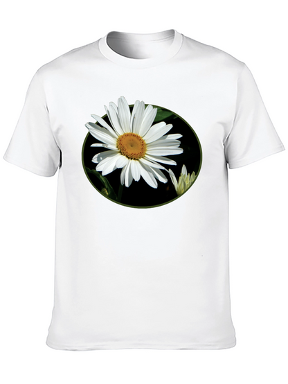 Camiseta Negra con Diseño Floral Margarita