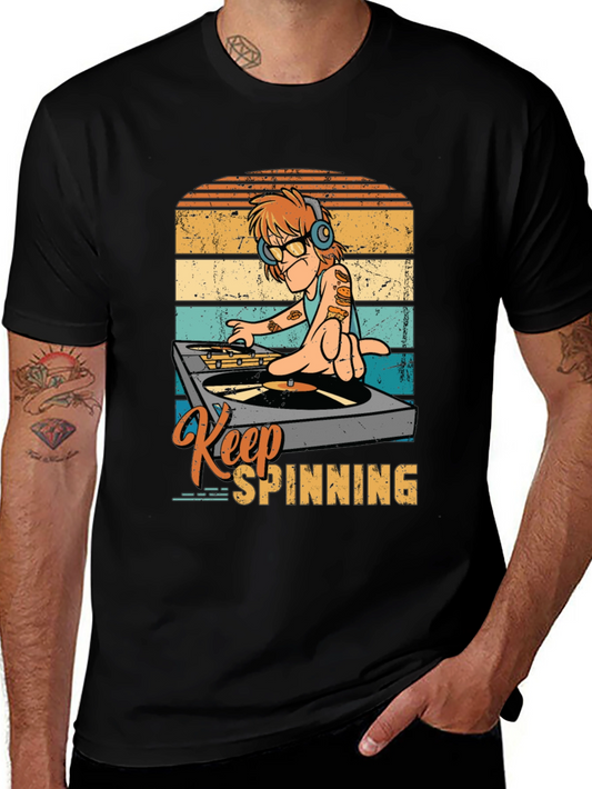 Camiseta DJ Vintage: Keep Spinning
