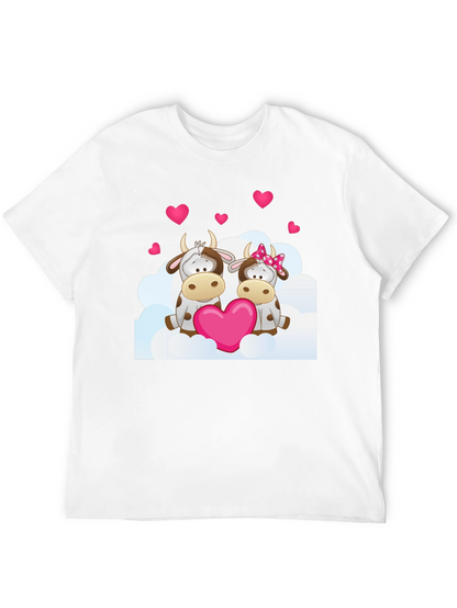 Camiseta Negra con Diseño de Vacas Enamoradas