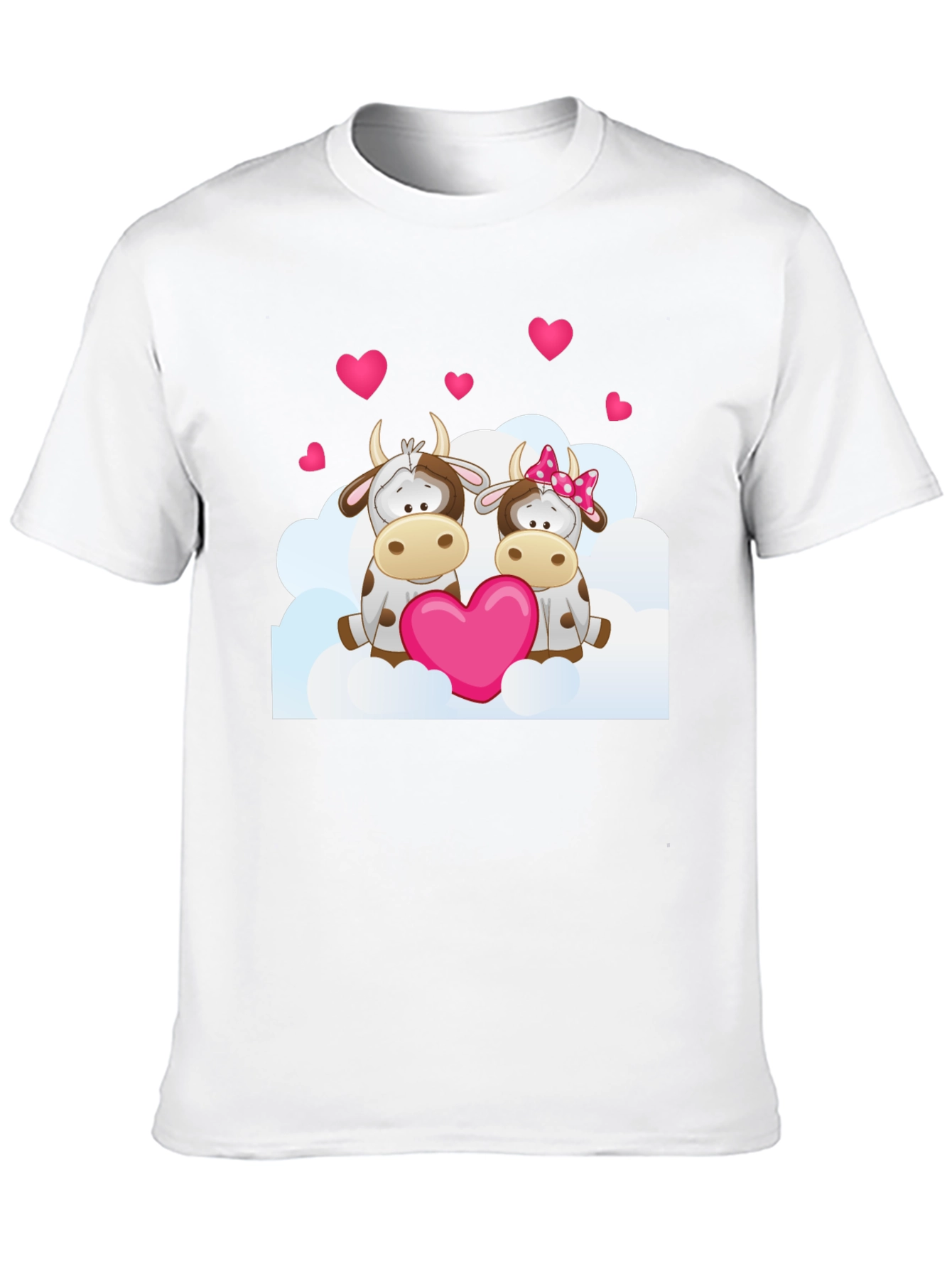 Camiseta Negra con Diseño de Vacas Enamoradas