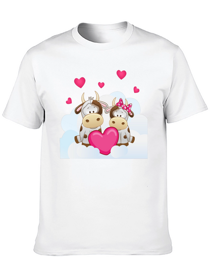 Camiseta Negra con Diseño de Vacas Enamoradas