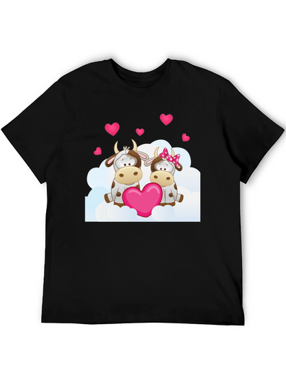 Camiseta Negra con Diseño de Vacas Enamoradas