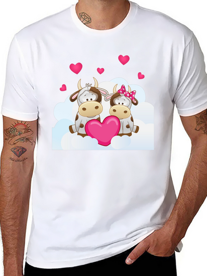 Camiseta Negra con Diseño de Vacas Enamoradas