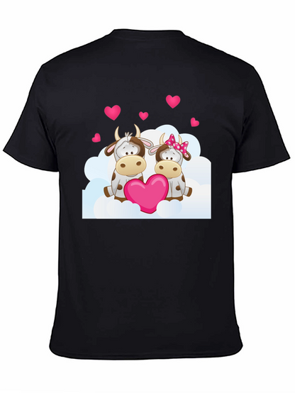 Camiseta Negra con Diseño de Vacas Enamoradas
