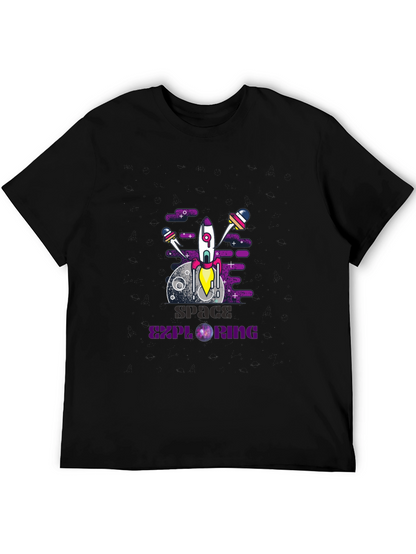 Camiseta negra con diseño espacial moderno