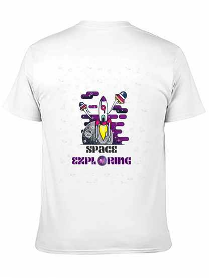 Camiseta negra con diseño espacial moderno