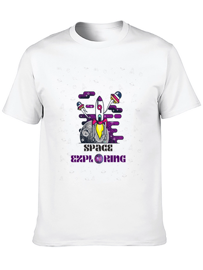 Camiseta negra con diseño espacial moderno