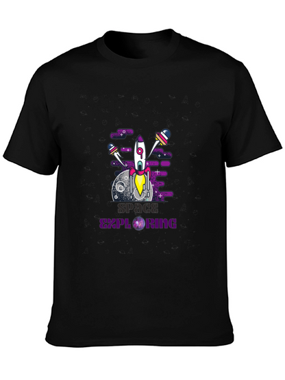 Camiseta negra con diseño espacial moderno
