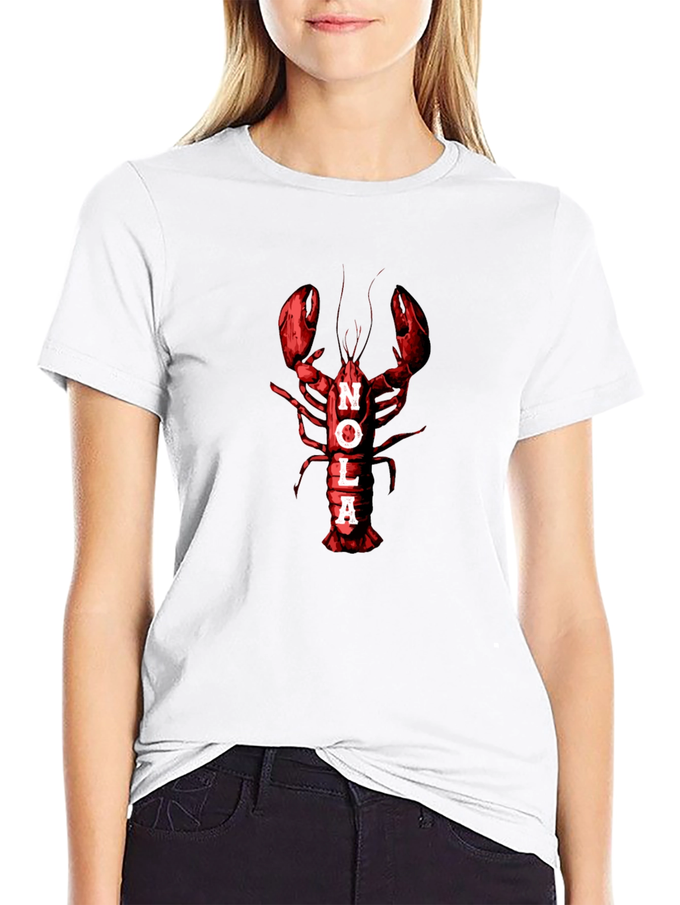 Camiseta Negra NOLA Langosta Roja