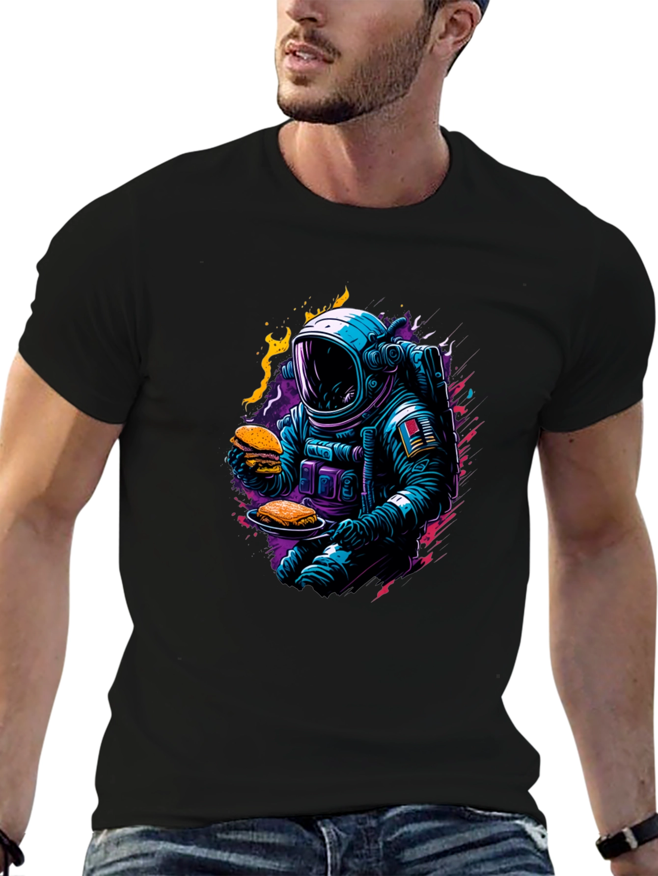 Camiseta Negra Astronauta Gourmet