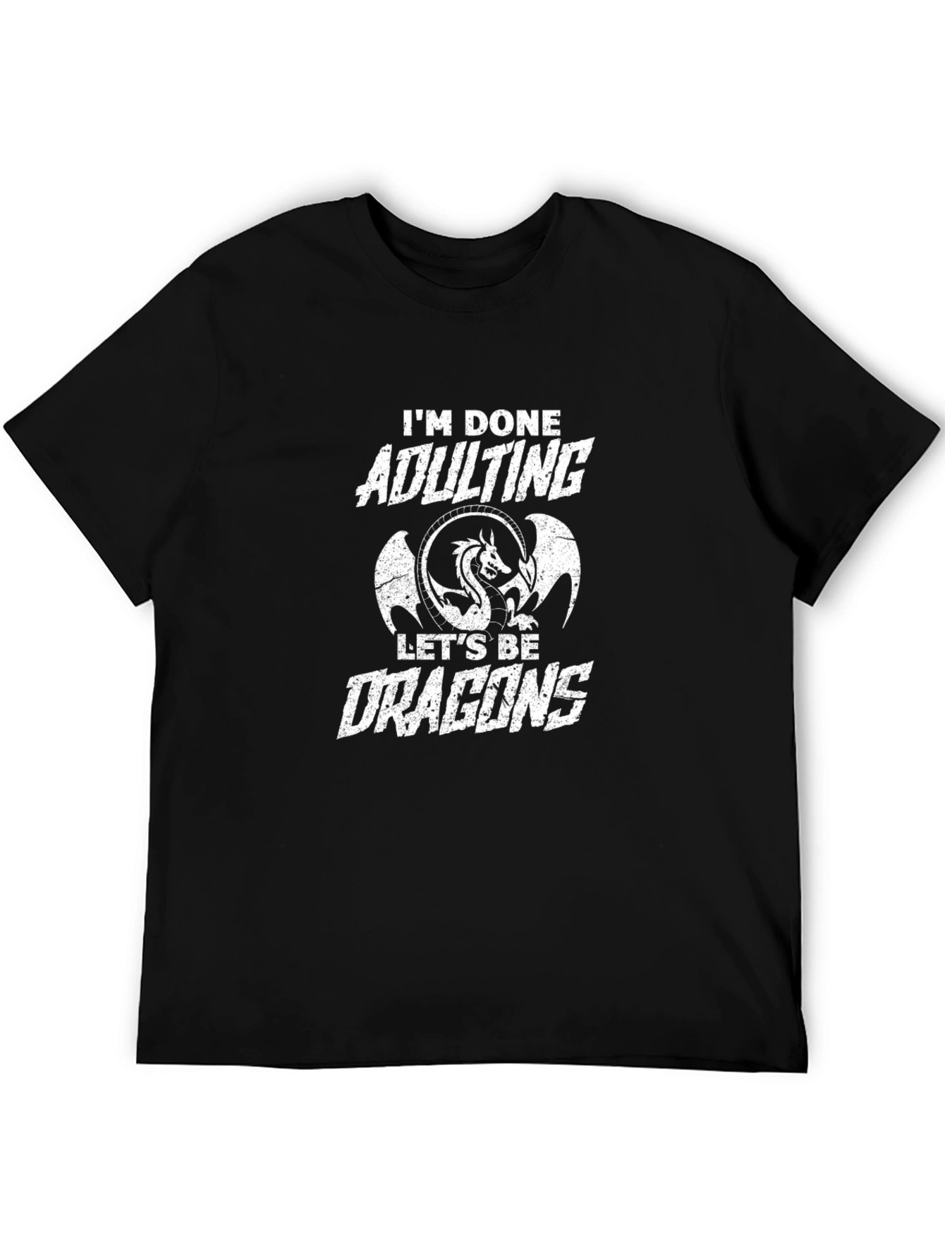 Camiseta Negra Adulting Dragones Divertida