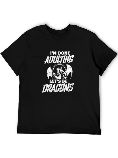 Camiseta Negra Adulting Dragones Divertida