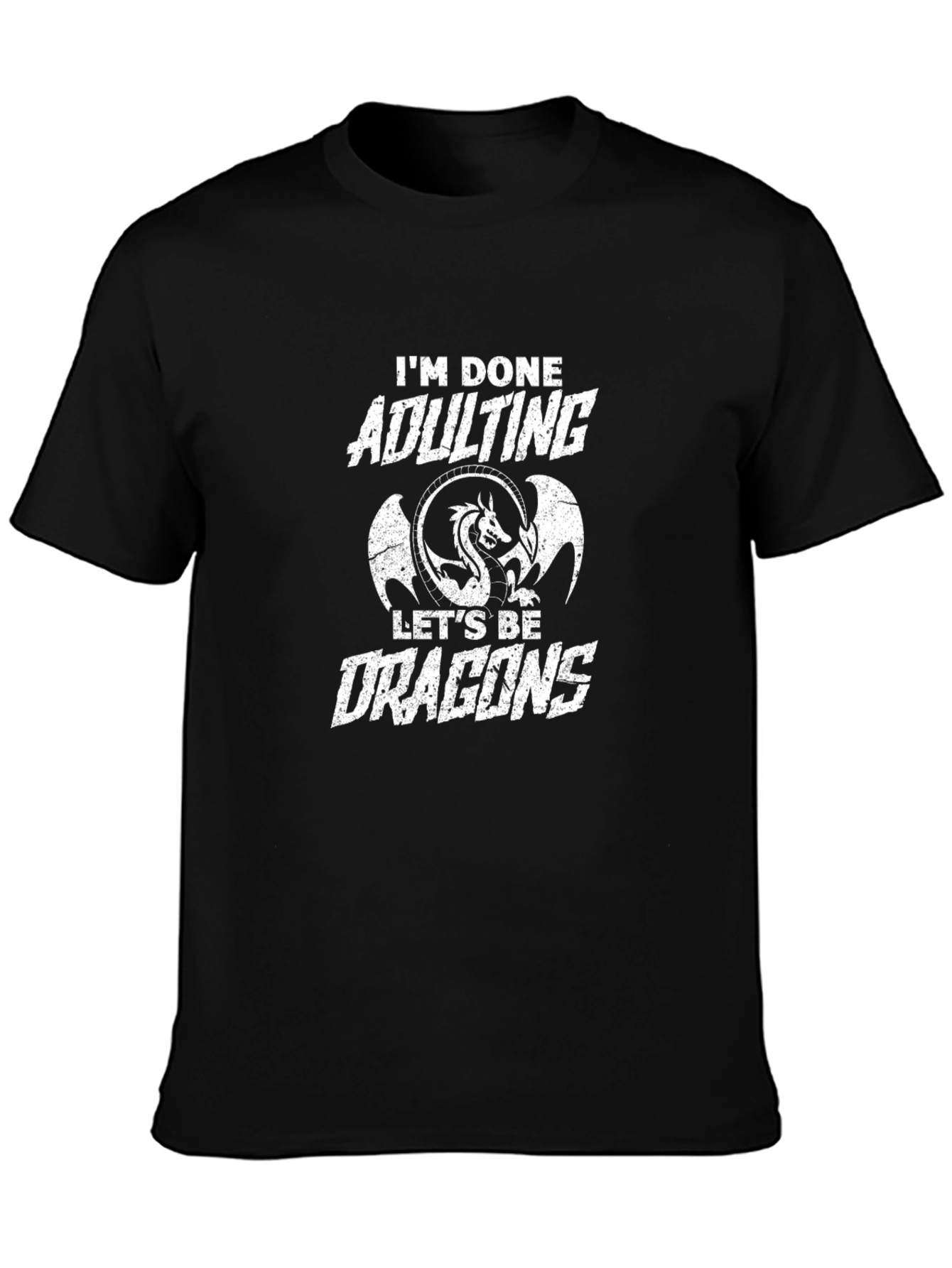 Camiseta Negra Adulting Dragones Divertida