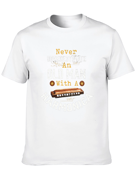 Camiseta Negra: Nunca Subestimes a un Viejo con Armónica
