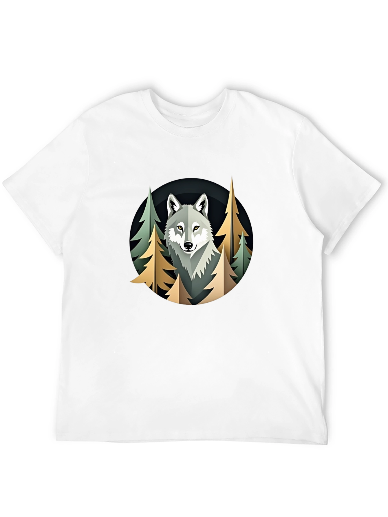 Camiseta Hombre Lobo Bosque Diseño Original