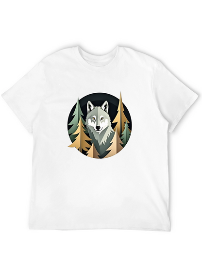 Camiseta Hombre Lobo Bosque Diseño Original
