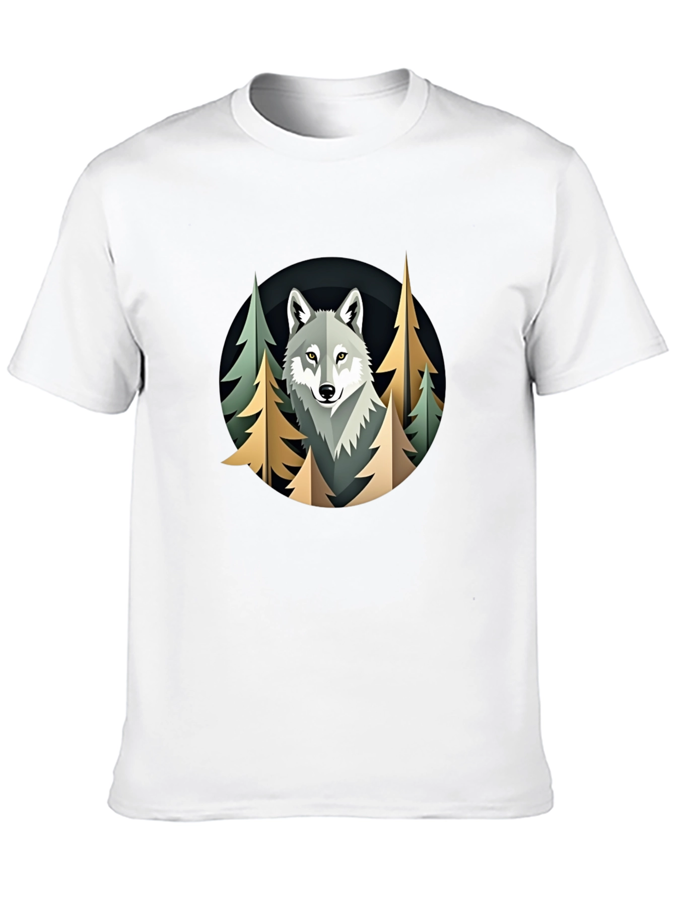 Camiseta Hombre Lobo Bosque Diseño Original