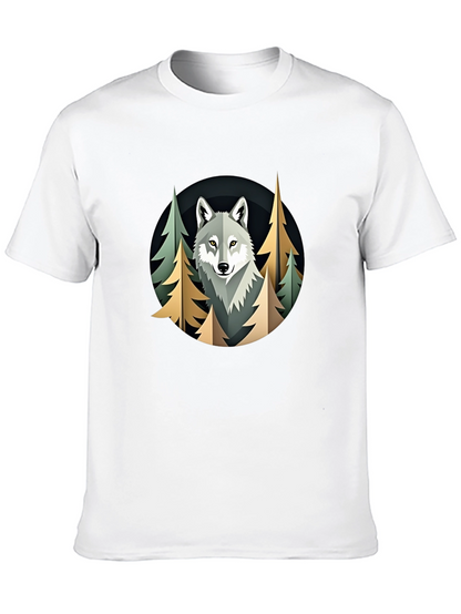 Camiseta Hombre Lobo Bosque Diseño Original